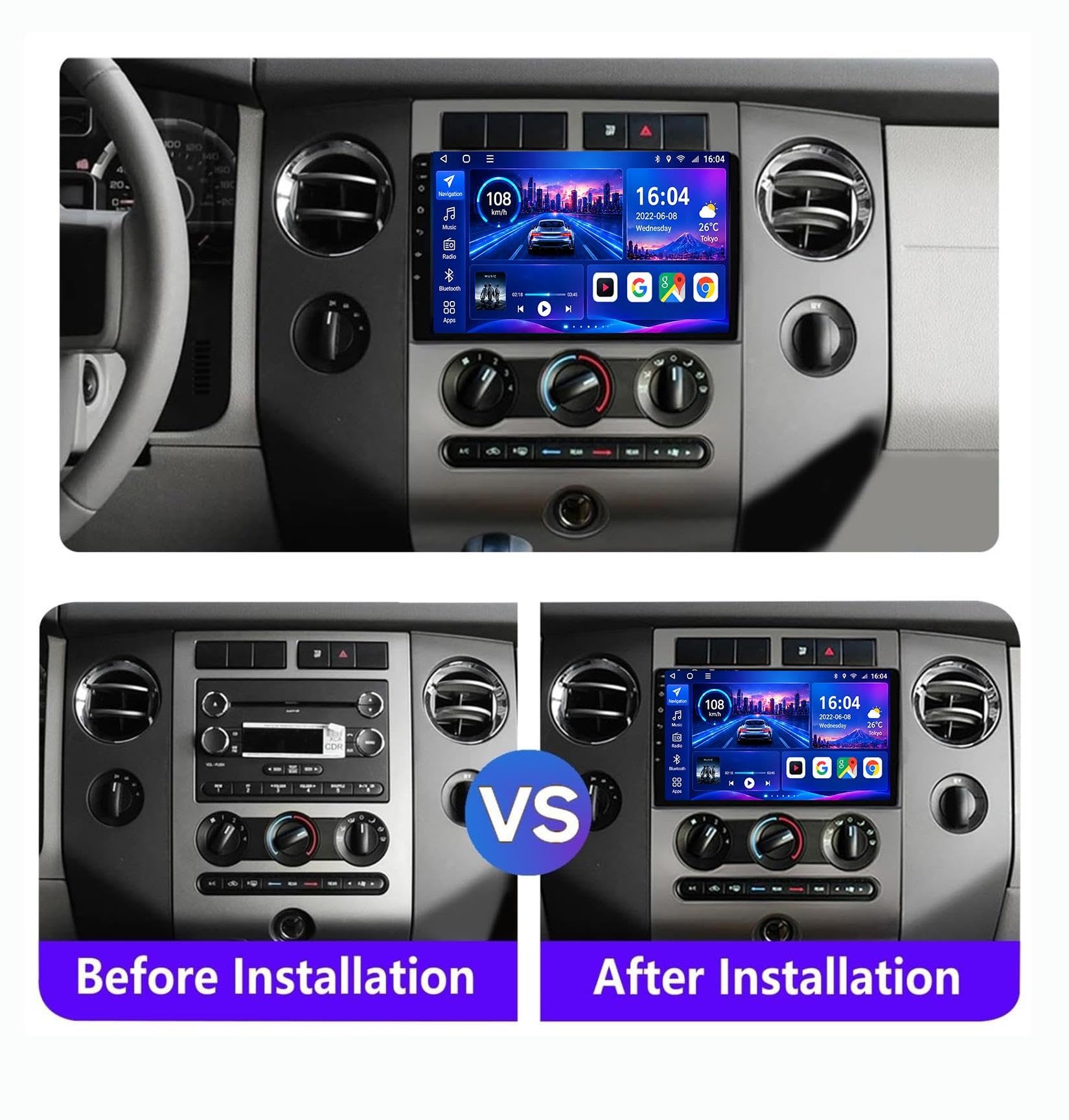 Autoradio Android 12 Per Ford Expedition 3 2006-2017 9 Pollici HD Touchscreen Con Carplay Android Auto DSP BT 5.0 MirrorLink Hi-Fi DAB RDS GPS Navigazione SWC Telecamera Posteriore(M200S)