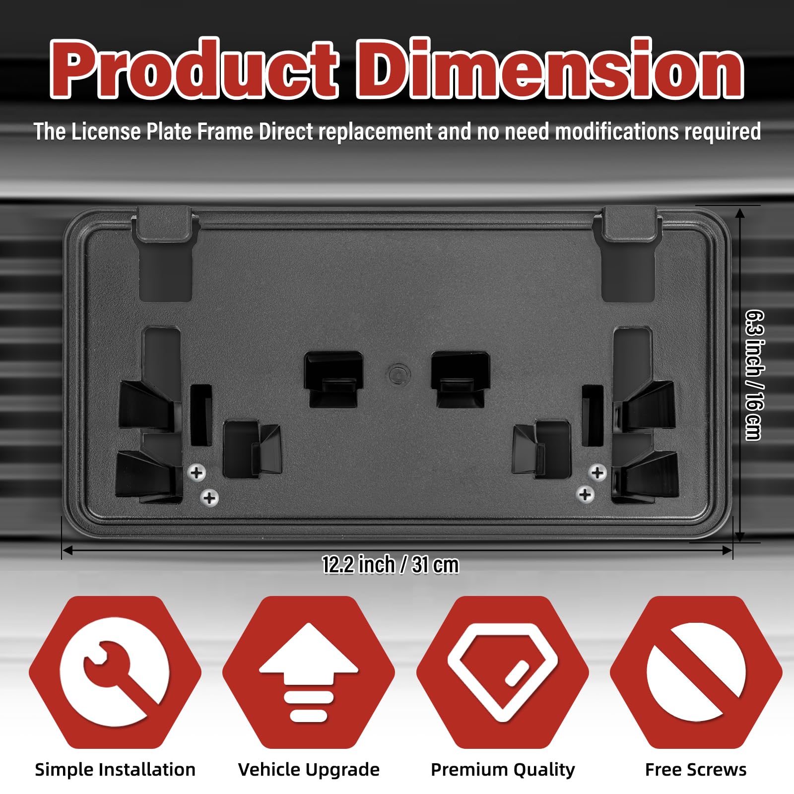 Jogscay License Plate Bracket Accessories for Ford F150 2.7L/3.3L/3.5L/5.0L 2021 2022 2023 2024, Front Bumper License Plate Holder Replacement Frame Black Mount