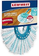 Leifheit 2er Set Ersatzkopf CLEAN Twist Disc Mop Micro Duo, für alle Bodenarten, ideale Schmutzaufnahme Dank 2-Faser-System, saugfähiger Microfaser, mit hoher Wasser- und Schmutzaufnahme, Ersatzbezug