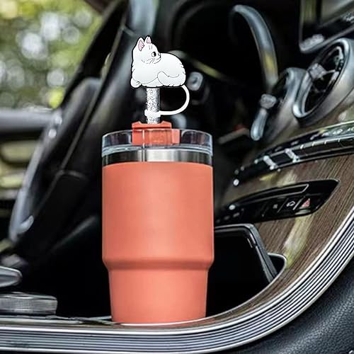 Miniatura 7 de 10 tapas de popote para copa Stanley, (lindo gato de dibujos animados) compatible con vaso Stanley de 30 y 40 onzas con asa, cubiertas de punta de