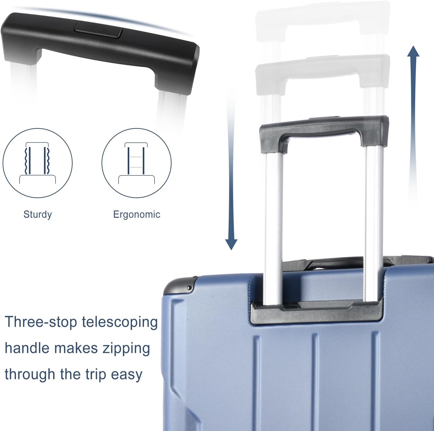 20''Inch Blue Hardside Expandable Carry On Luggage with Spinner Wheels & Built-in TSA Lock, Lightweight Travel Suitcase Rolling Luggage, Hard Shell ABS Carry-On 20-Inch Expandable Suitcase