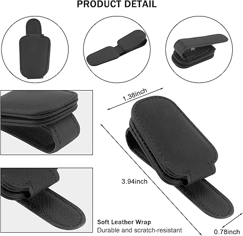 Miniatura 5 de Jimtyee Sunglass Holder for CarMagnetic Leather Eyeglass Hanger Clip for Car Sun VisorCar Sunglass Holder Organizer Car Visor Accessories