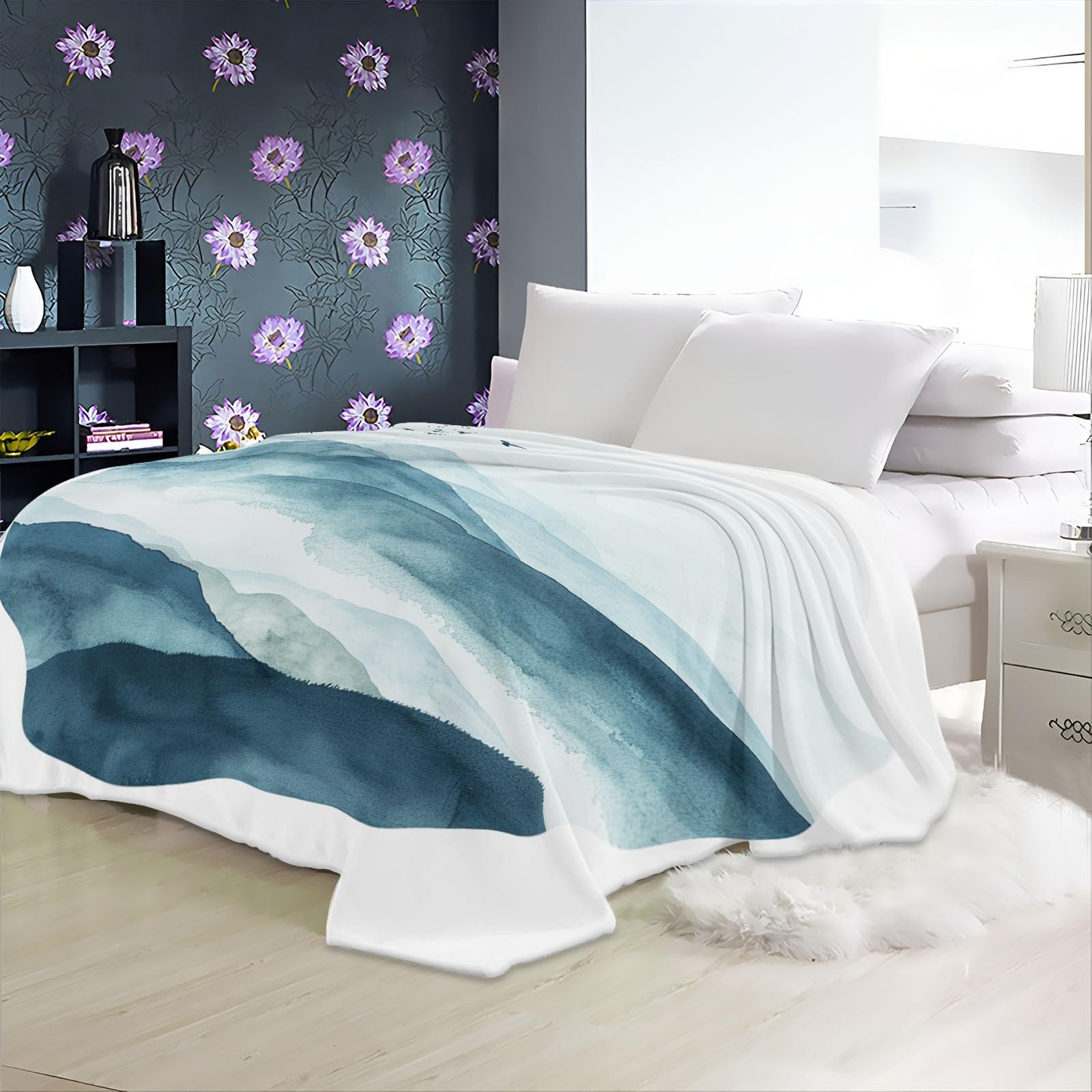Générique Plaid Couverture Polaire 180x200 cm Paysage De Montagne Couverture Polaire en Microfibre Douce, Couverture en Peluche Chaude et Confortable pour Canapé ou Lit