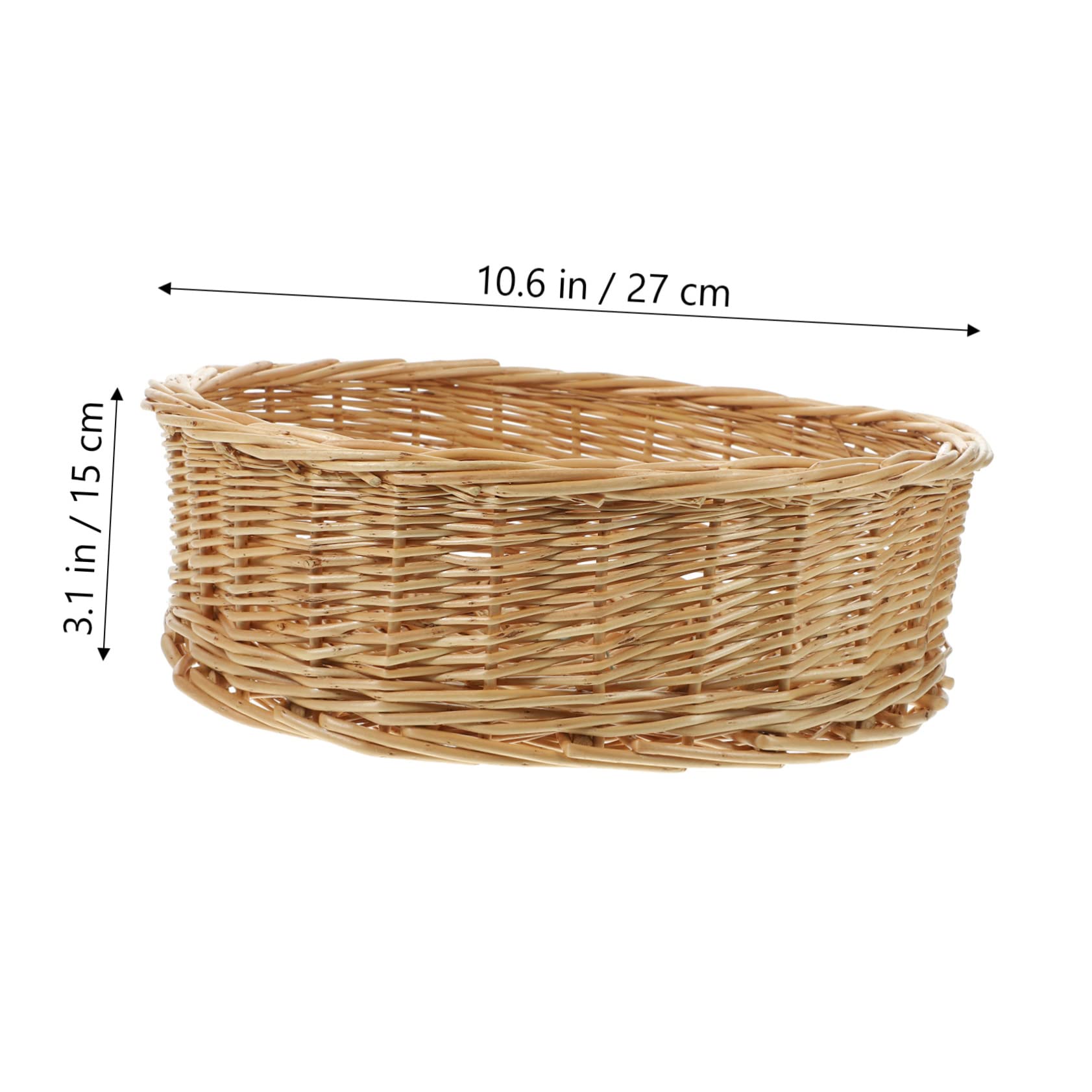 Garneck Wicker Storage Basket Round Wicker Bowl Woven Food Basket Kitchen Basket Sundries Storage Basket Countertop Basket Farmhouse Basket Food Display Basket Home Storage Basket Straw