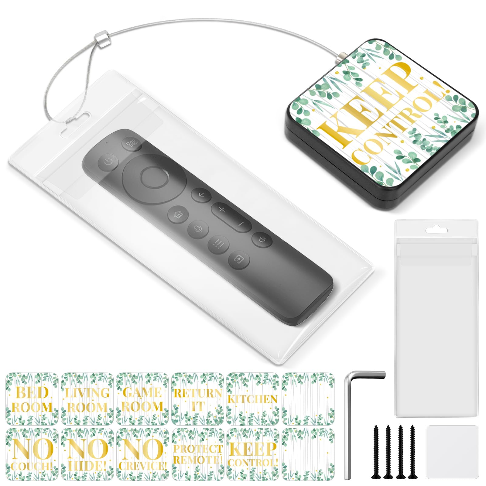 Amazon.com: 10ft/3M Retractable Remote Control Tether Remote Rescue TV  Remote Leash Attachment Cord with 2 PCS 8 * 18.8cm Protective Case, 12  Caution Stickers : Electronics