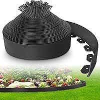 FunFanso 4x50FT Flexible Plastic Landscape Edging Border Kit with 75 Stakes - No Dig Garden Lawn Flower Bed Pathway Edging (Black)
