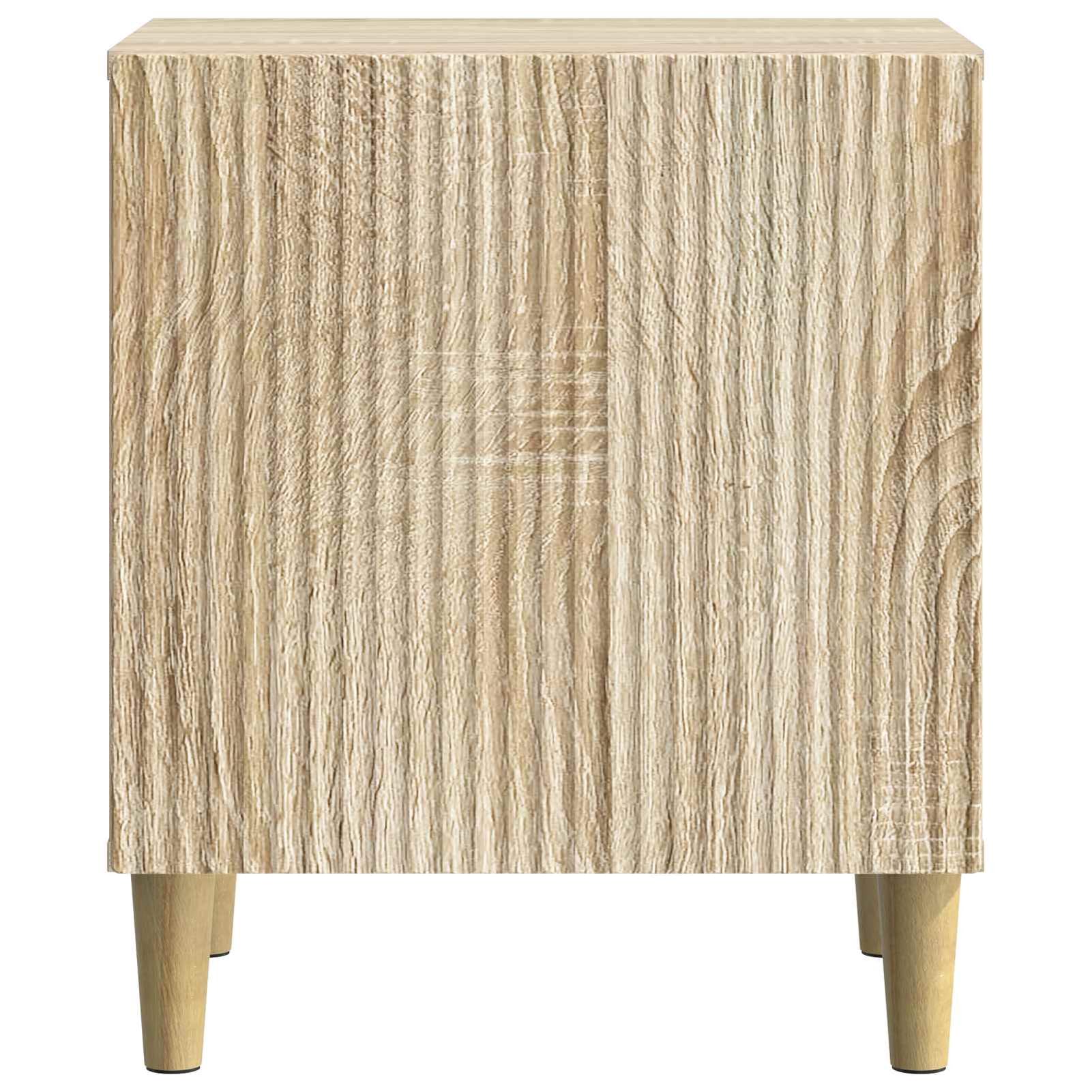 Nachttisch Sonoma-Eiche 43x34,5x50 cm Holzwerkstoff 2 Stück | Vintage-Design mit konischen Beinen，Stabiler Holzwerkstoff，90°-Pendeltür und offenes Regal，leichte Pflege mit feuchtem Tuch