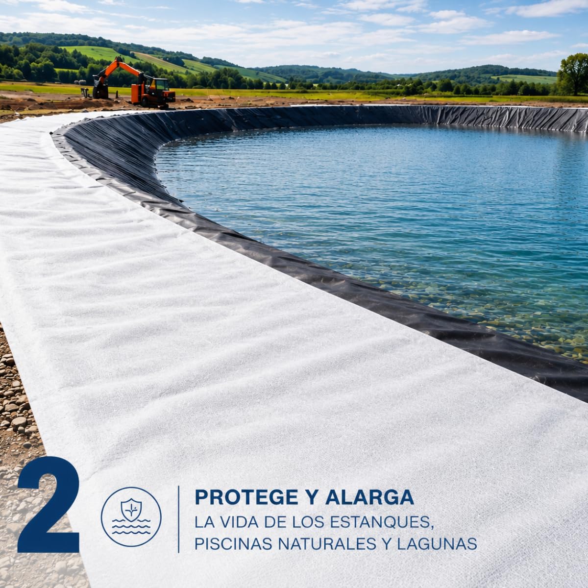 Geotextil 200g/m2 | Ideal para estanques| Protección Malas Hierbas |Alta Resistencia| Fácil Instalación | Flexible (5,60m x 2m)