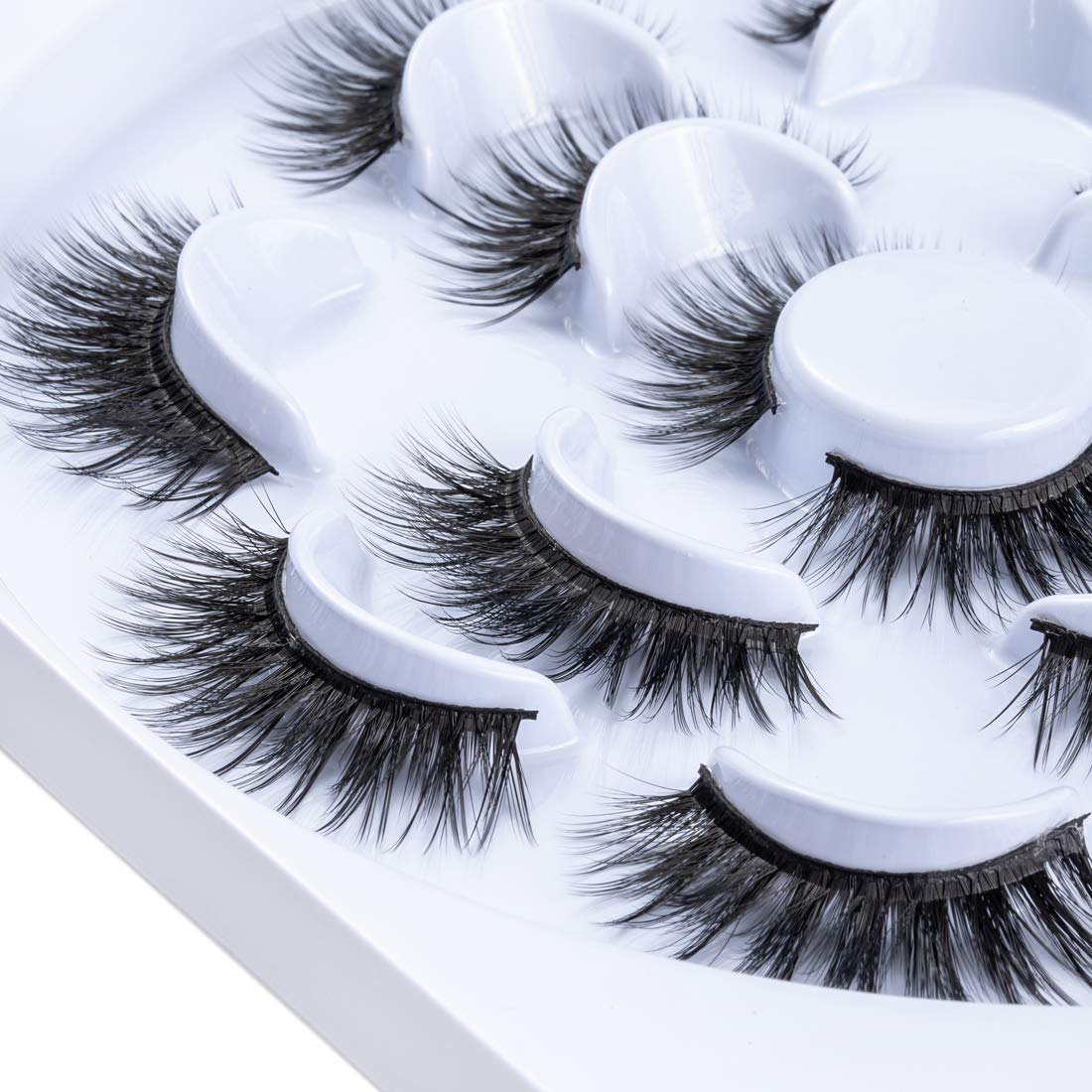 Faux Mink lashes 7 Pairs Fluffy Thick False Eyelash Handmade Long Dramatic 5D Fake Lashes Reusable Soft Eye Lashes 1 Pack by EMEDA