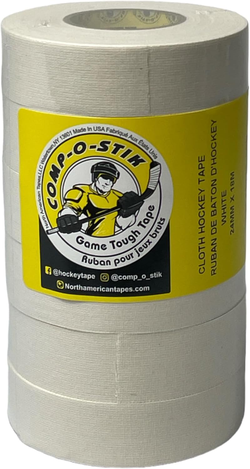CompOStik Hockey Tape 1" White Cloth 6 Roll