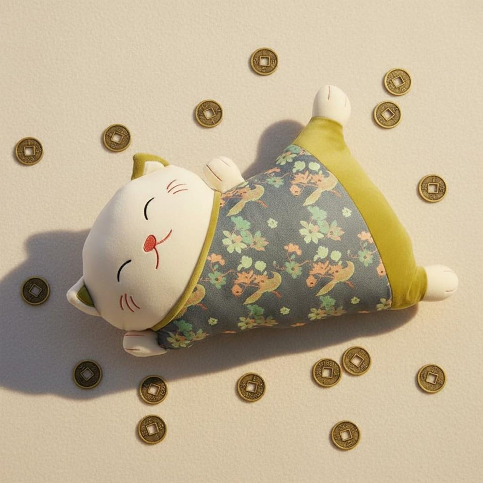Katzenkissen Kissen Dekokissen Sofakissen in Dekorativer Katzenfigur mit Pflegeleichtem Materialmix Und Angenehmer, Braun, Klassisch, Nicht Abnehmbar Und Nicht Waschbar