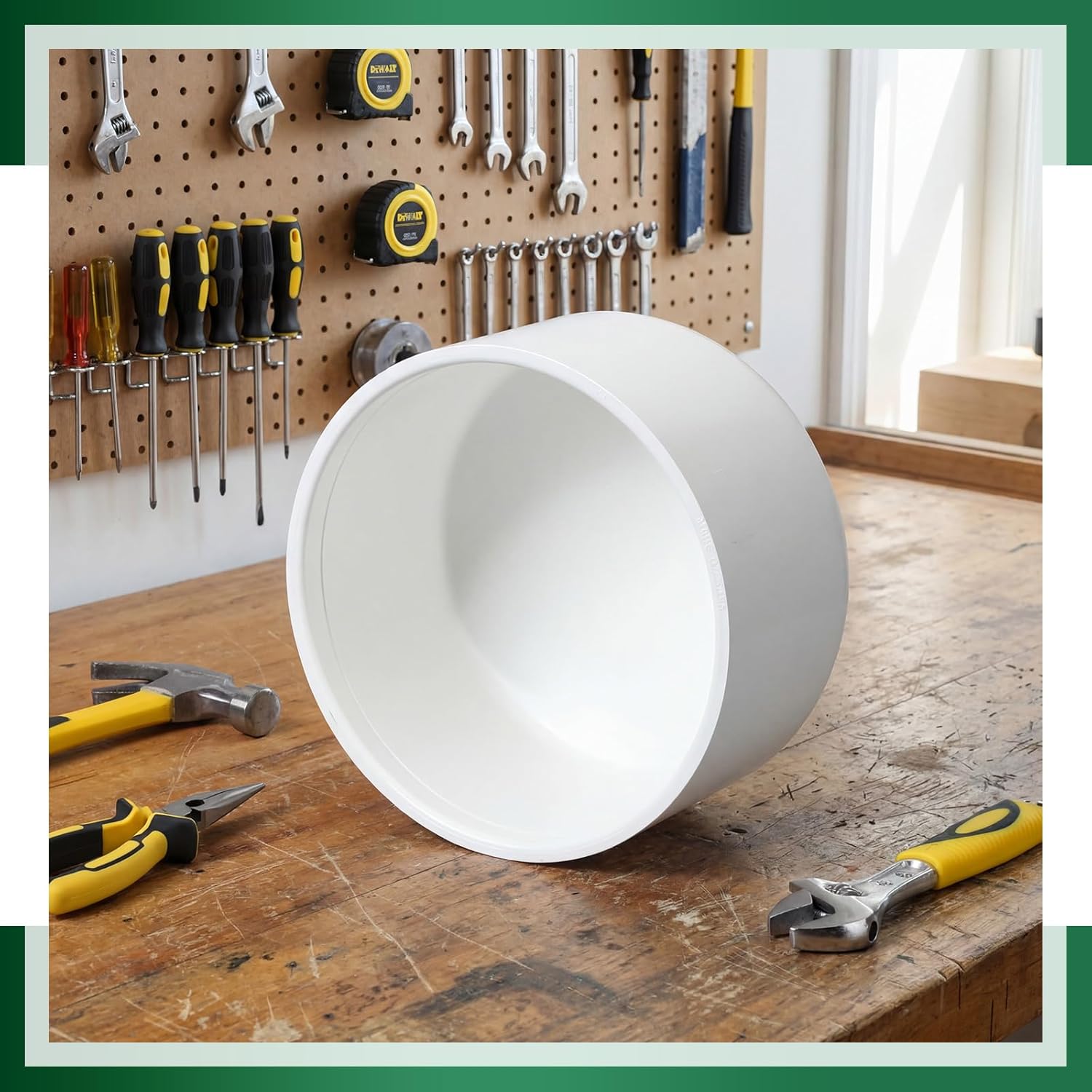 8 Inch PVC Pipe End Cap Fitting Schedule 40 PVC Pipe End Cap Fitting, Heavy Duty Slip On, for Use with 8 Inch Sewer and Drain DIY Garden Shelf
