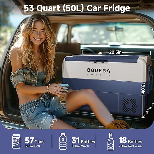 Miniatura 10 de BODEGA Refrigerador portátil de 12 voltios refrigerador para el coche de doble zona y control por aplicación de 53cuartos de galón 50L temperatura
