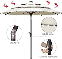 Vista 6 de EliteShade USA - Sombrilla solar de 9 pies / 2.74 metros, de 3 niveles, con 10 años sin decoloración, 80 luces LED para patio, mesa al aire libre