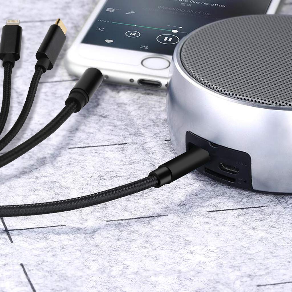 Cavo audio AUX 3 in 1 per iPhone [certificato Apple Mfi], da USB C a AUX da 3,5 mm, cavo Lightning a AUX da 3,5 mm, compatibile con iPhone 16, 15, 14, 13, 12, Pixel 9, 8, 7, Galaxy S24, S23, iPad