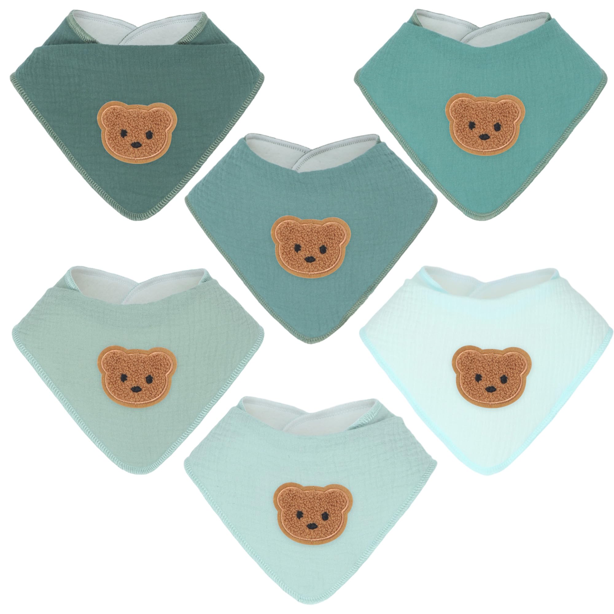Benoxine Muslin Baby Bibs Soft and Absorbent Adjustable Baby Dribble Bandana Bibs with Adjustable Snaps for Unisex Baby Girls & Boys,6-Pack