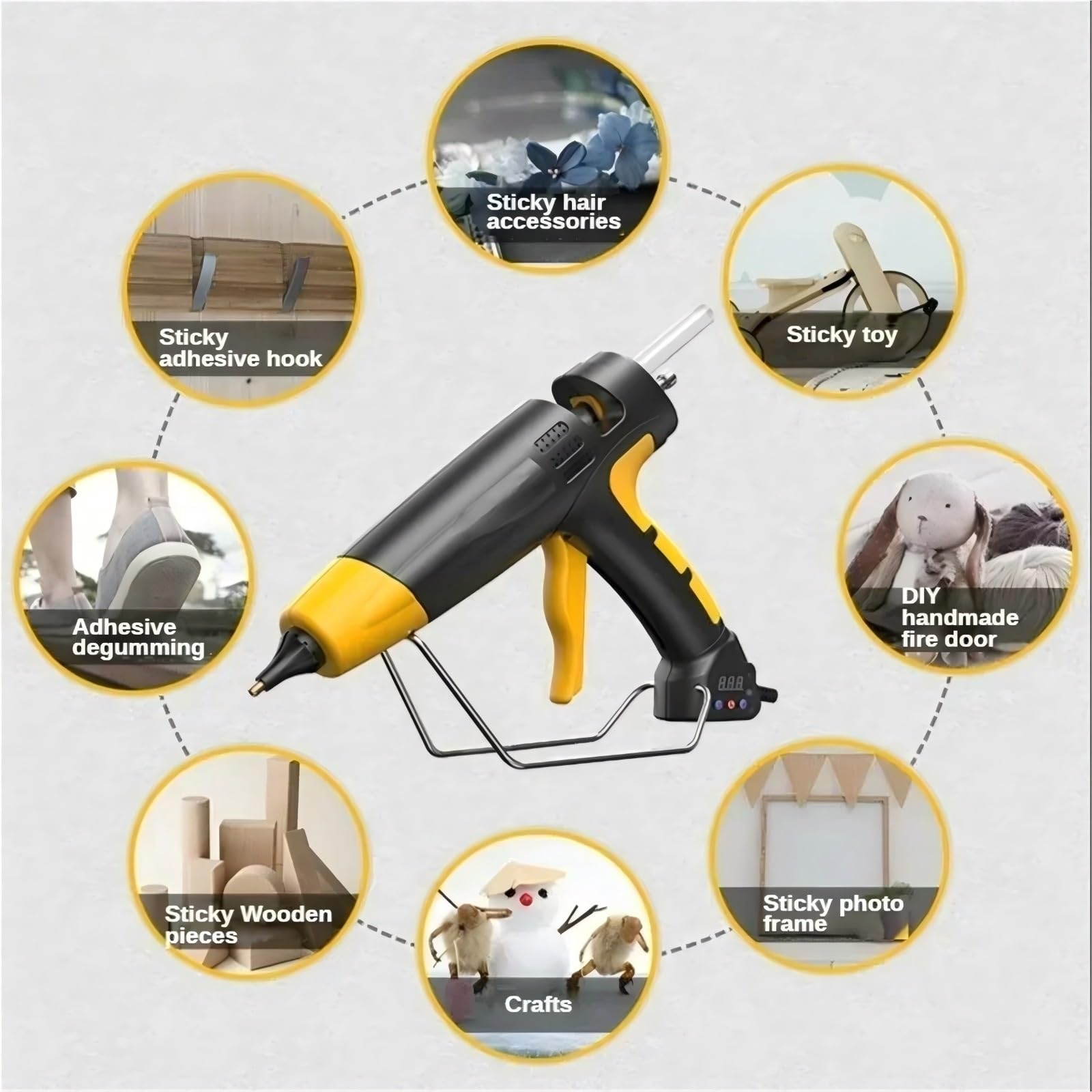 Pistola de pegamento termofusible industrial 800 W, pistola silicona profesional grande con temperatura ajustable pistola de pegamento caliente