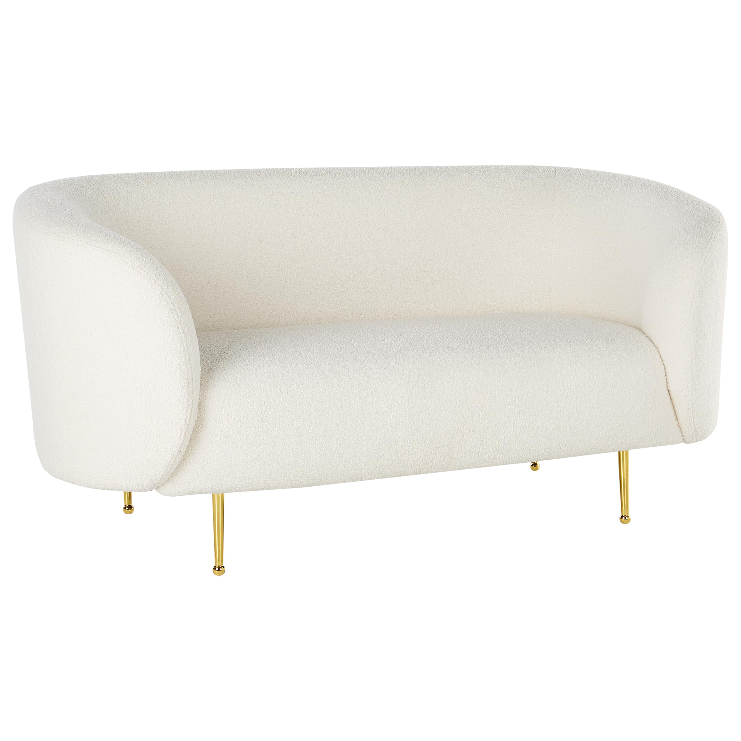 Sofa Set Sitzgruppe im Art-Déco-Stil mit Sessel Bouclé 6-Sitzer weiß Loen