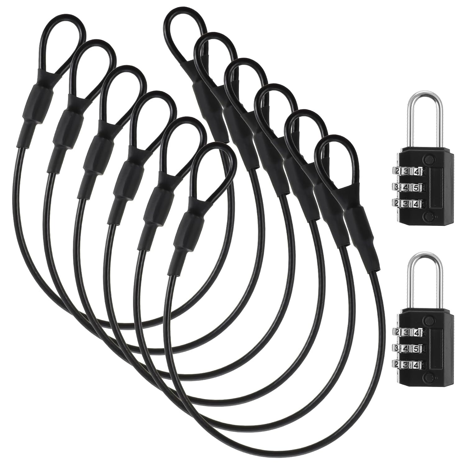 8PCS Heavy Duty Cable Loop Bike Locks 12 Inch PVC Coated Safety Wire Rope
