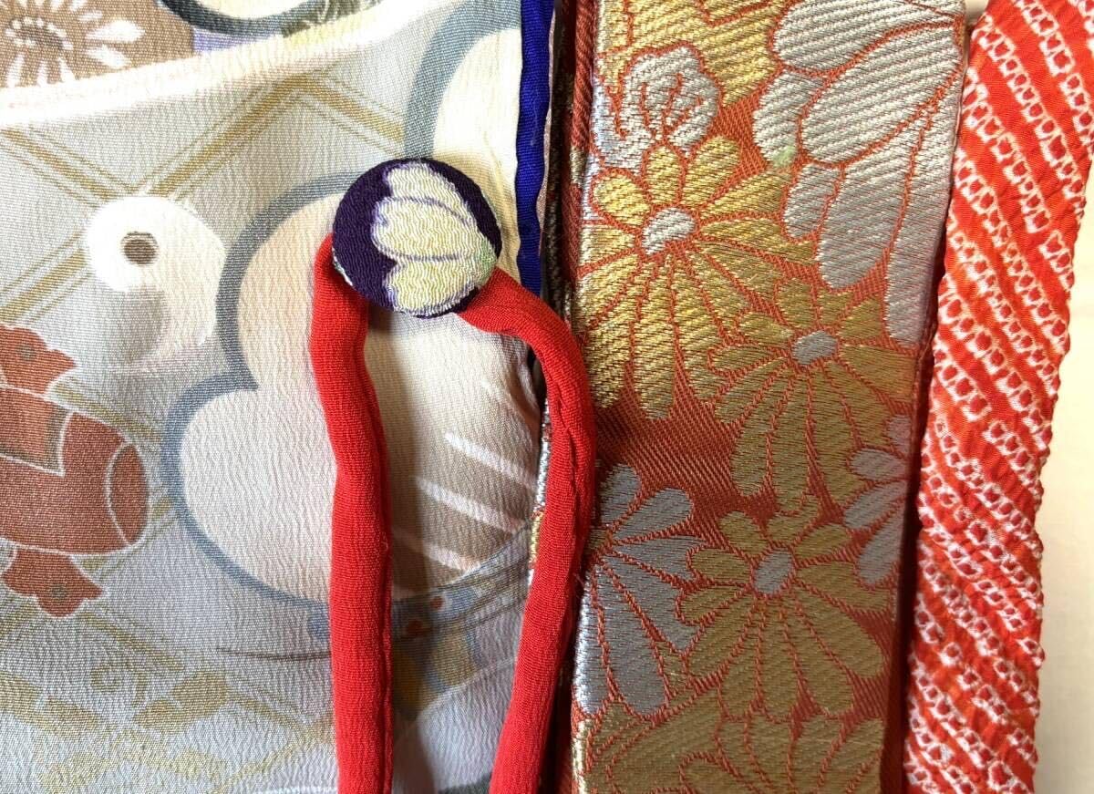 Amazon.co.jp: 人形の着物(12号相当)大振袖 アンティーク絹錦紗 紺紫地  