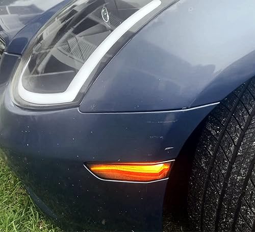 Miniatura 4 de iJDMTOY Kit de montaje de luz de marcador lateral de guardabarros delanteros LED ámbar ahumado oscuro compatible con Infiniti G35 Coupe 2003-2007,