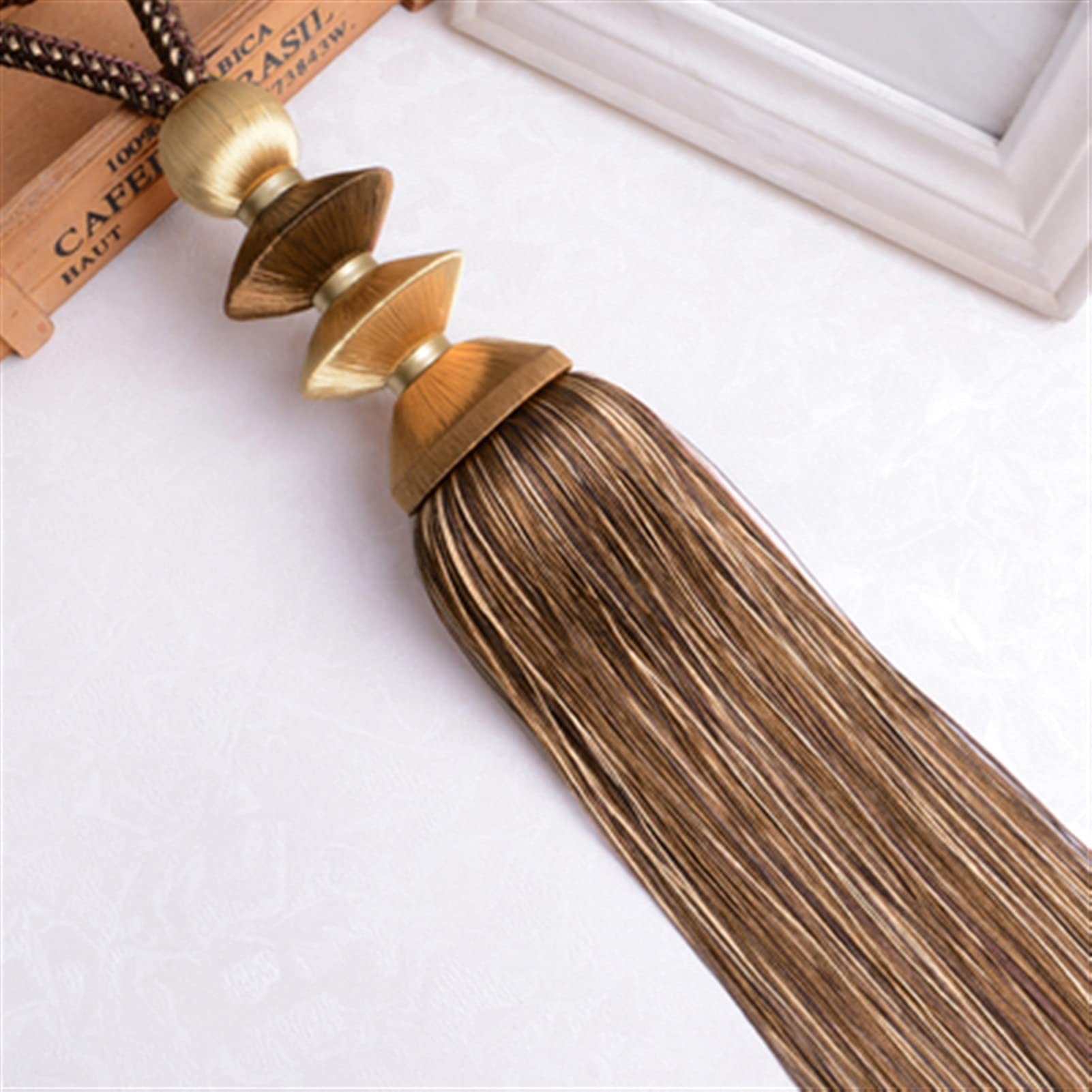 2 Alzapaños con Borlas para Cortinas, Correas De Bola Colgantes, Cuerdas De Amarre, Accesorios para Cortinas, Cierres, Decoración del Hogar,Coffee