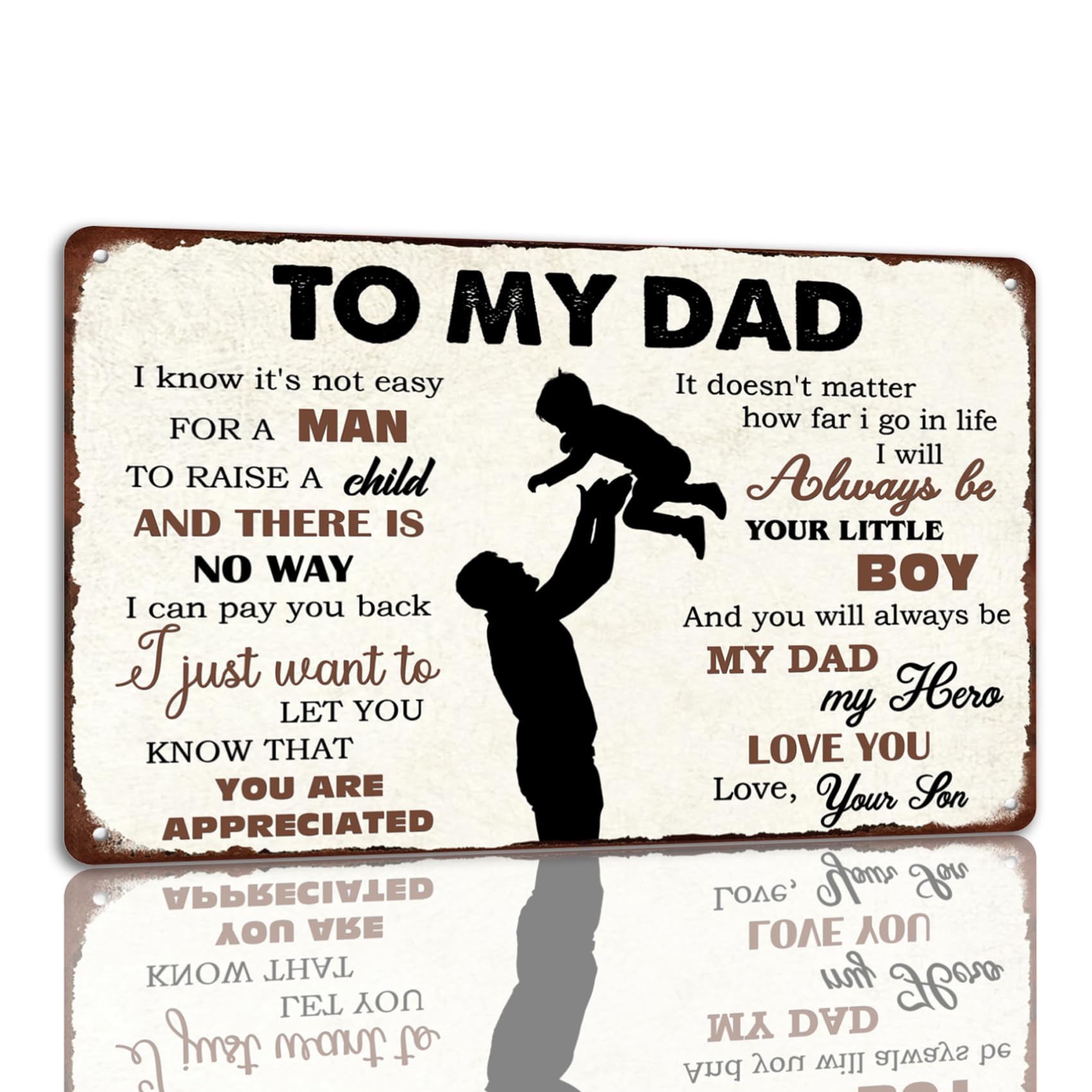 SMAZDFXX To My Dad Metal Sign Father's Day Tin Signs Vintage Silhouette Wall Art Appreciation Decor Birthday For Dad 5.5"x8"
