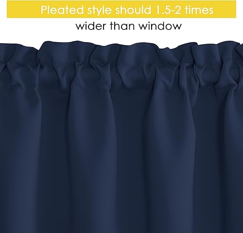 Miniatura 8 de NICETOWN 2 paneles de cortinas opacas con ojales de 42 x 84 pulgadas de largo con 2 paneles de 42 x 16 pulgadas de largo, cenefas opacas para