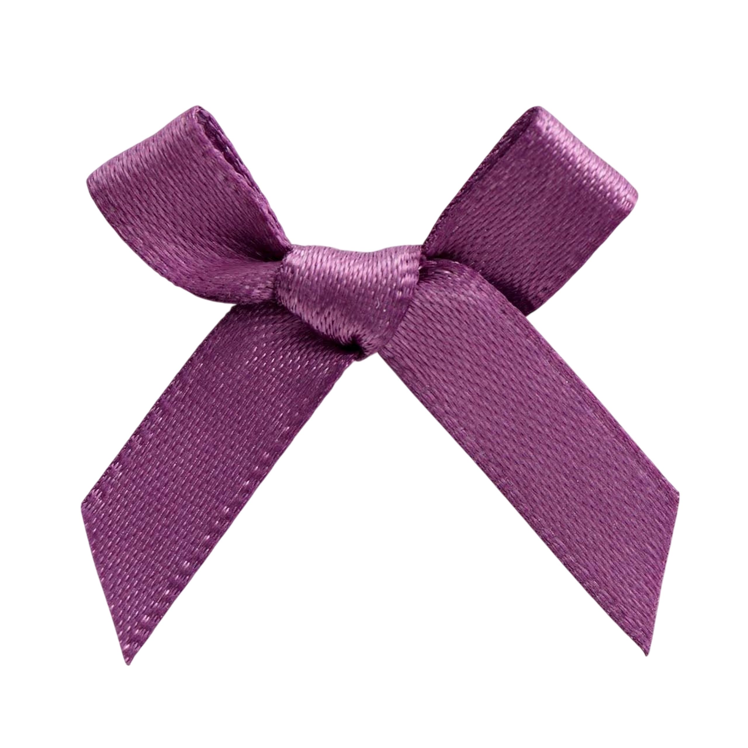 Italian Options Mini Satin Ribbon Bows, Small Bow Decorations for Crafts, Gifts, Hampers, Hair Bow, Wedding Stationery, Floristry, Christmas, Cakes, Crafting, Amethyst, 100 Pack, 3 cm