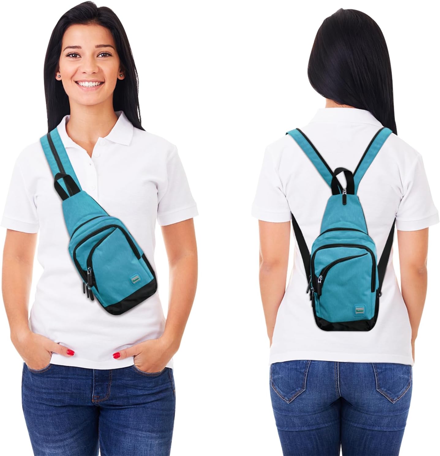 Peicees Small Sling Bag for Women Mens Convertible Crossbody Backpack Shoulder Chest Daypack with Zipper Strap for Hiking - Image 2