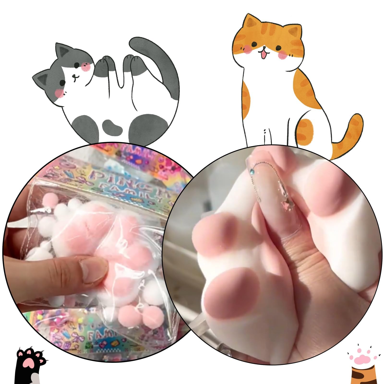 3 Piezas De Juguetes De Silicona Taba Para Apretar Con Forma De Patas De Gato, Juguetes De Gato Para Aliviar El Estrés Fufu, Juguetes Pegajosos De Silicona Suave Hechos A Mano, Juguete Sensorial De