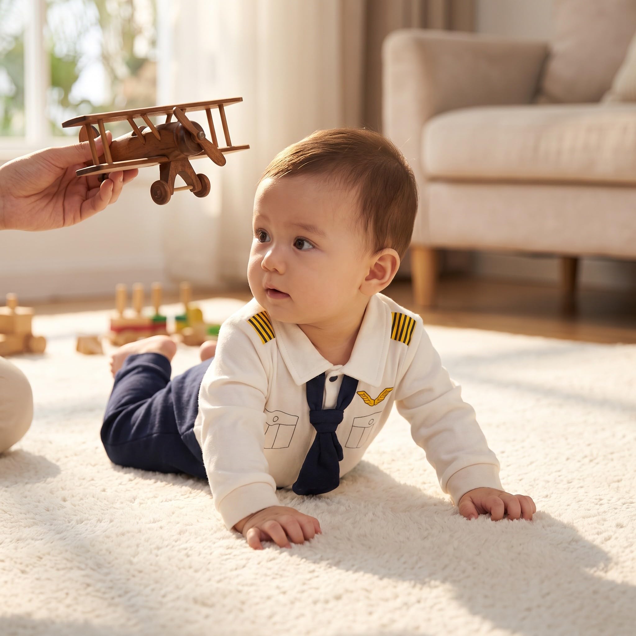 Tutina a maniche lunghe da pilota per neonati, tuta in stile | Tutina intera morbida unisex per neonati, ideale come regalo per baby shower o per l'uso quotidiano.