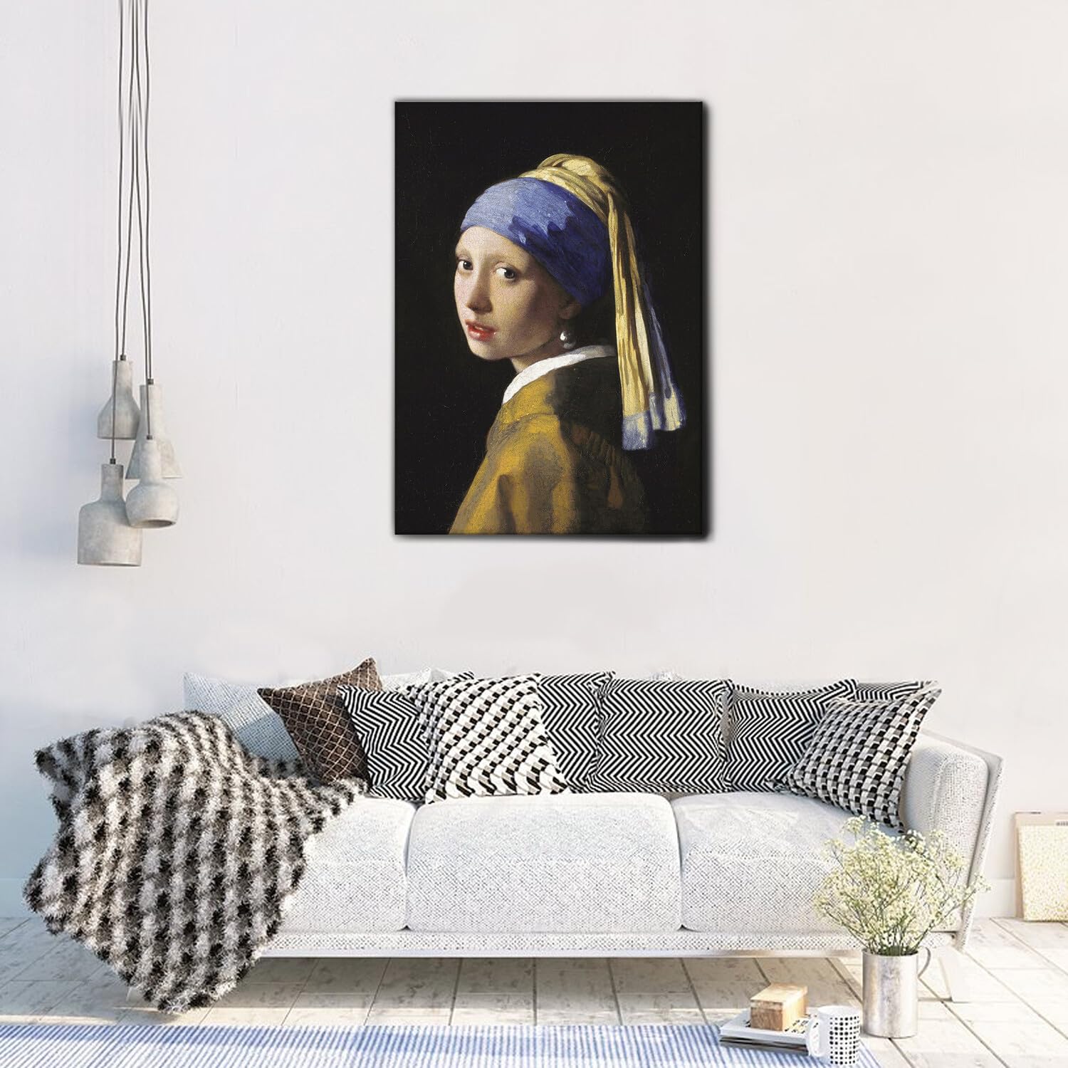 Giallobus - Gemälde - Jan Vermeer - Das Mädchen mit dem Perlenohrring - Premium Loom Canvas mit hoher Dicke - 70L x 100l cm - Bereit zum Aufhängen - Moderne Gemälde