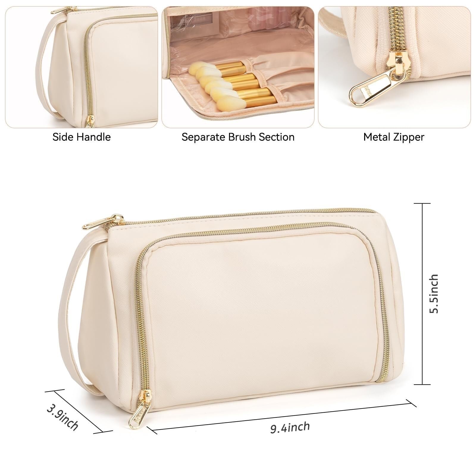 Porta Trucchi Pochette Trucchi Borsa For Cosmetici Piccola Borsa For Cosmetici Borsa For Cosmetici Da Viaggio Da Donna Borsa Da Toilette Trousse Trucchi Donna(Beige)