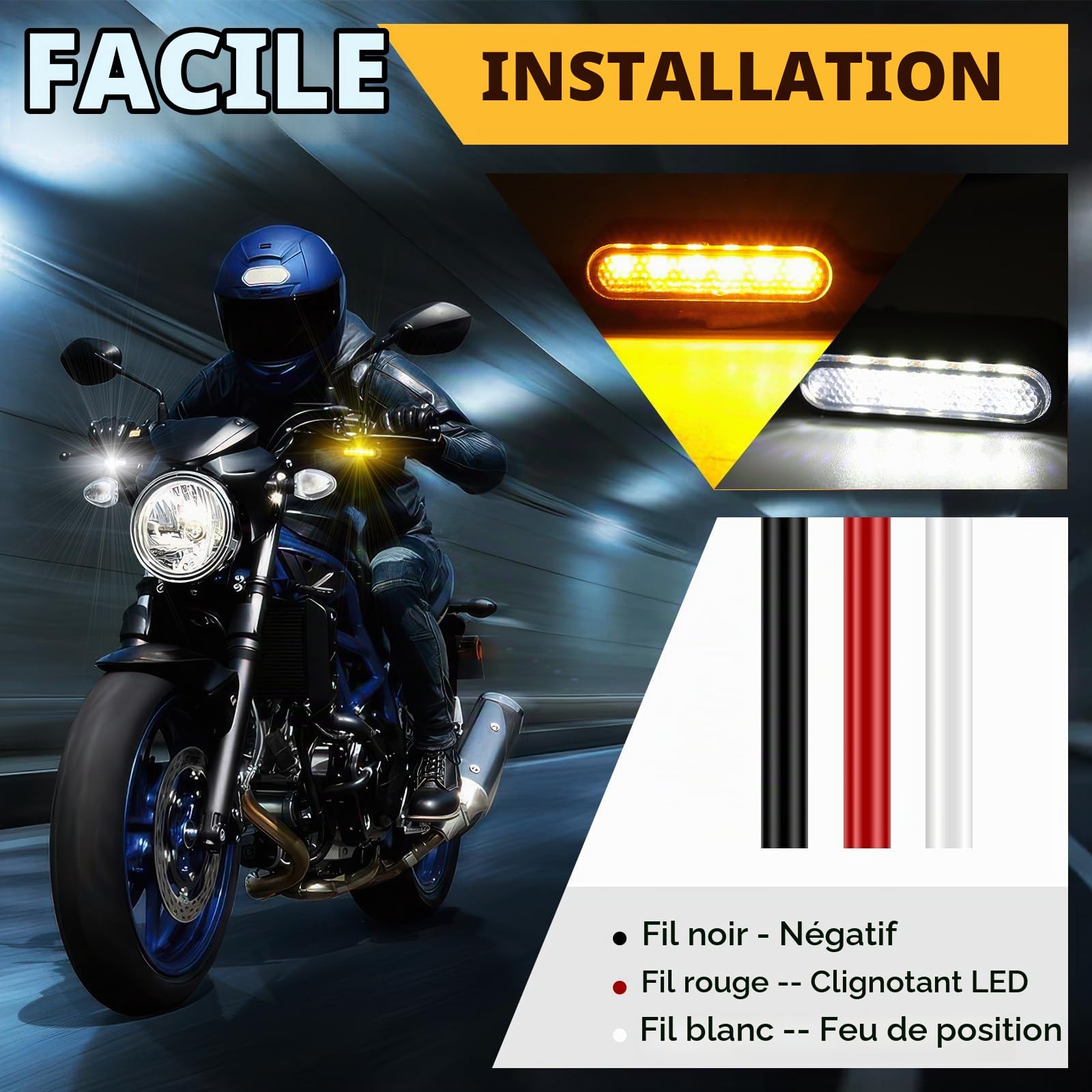DREAMIZER Clignotants LED pour Guidon avec Feux de Position Avant Universels Compatible avec Harley Sportster Dyna Honda Shadow Kawasaki Vulcan Yamaha V-Star Road Star