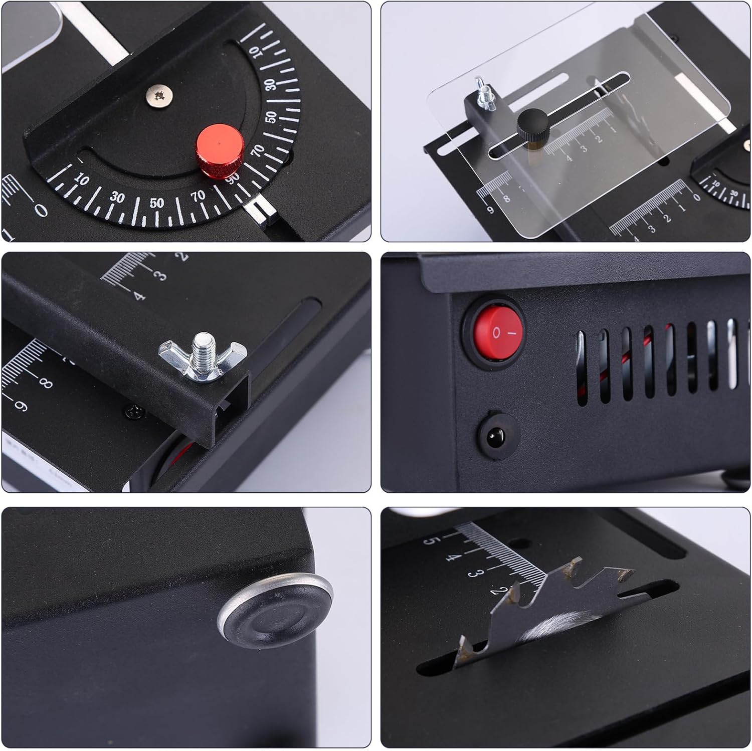 Mini Table Saw,100W Mini Desktop Electric Saw Cutter Speed & Angle Adjustable 16MM Cutting Depth, Seven Speed Adjustable Power Supply,table sawelectrical, mini table saw for crafts