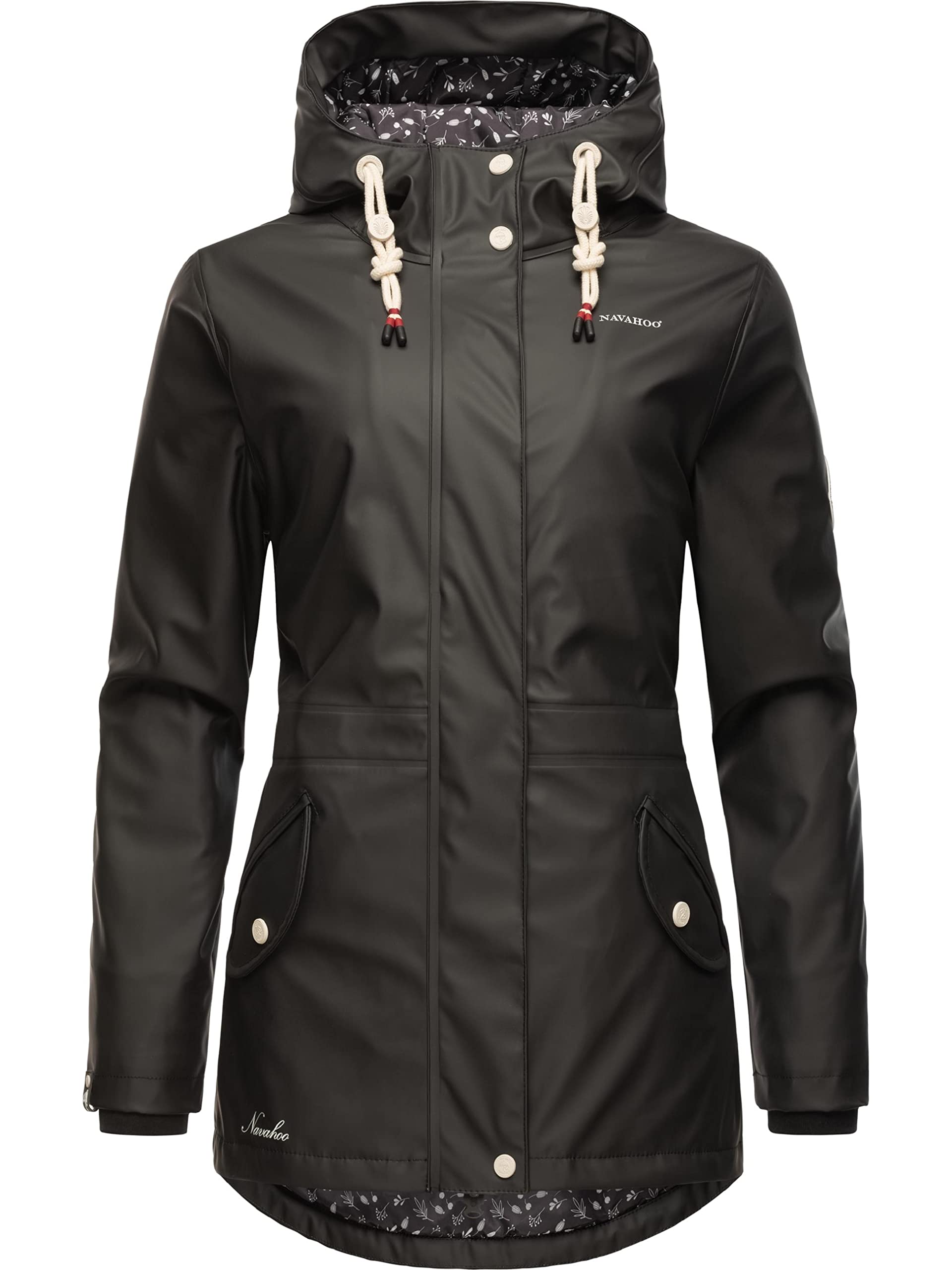 Navahoo Damen Übergangsjacke Regenmantel wasserdicht lang warm gefüttert mit Kapuze Oceans Heart XS-XXL