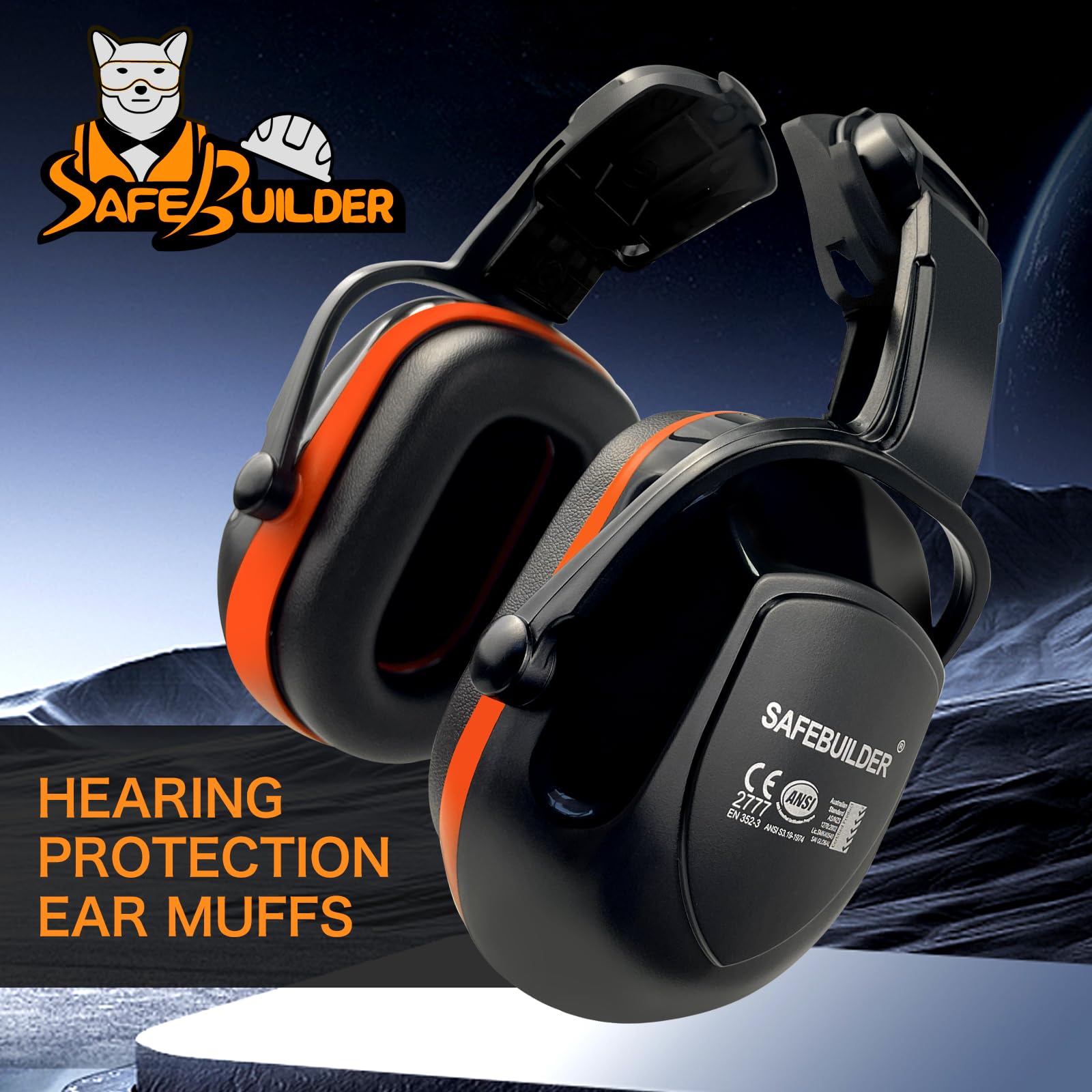 SAFEBUILDER, Orejeras para cascos duros, orejeras con reducción de ruido, protección auditiva para casco