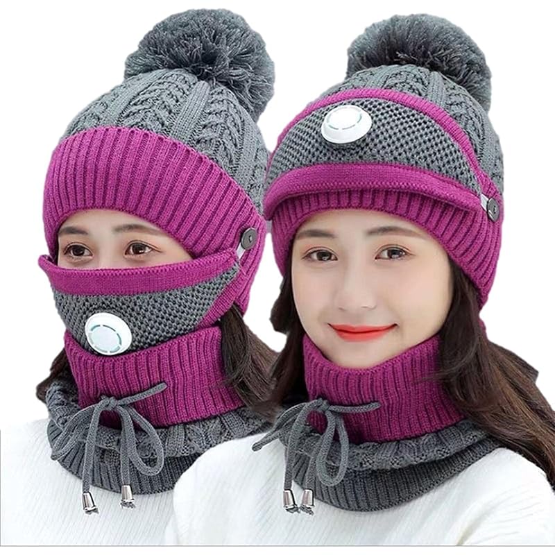 服 ファッション小物 ポンパドー ビター 冬の帽子のスカーフセット レディースメンズ冬のusb加熱帽子のスカーフセット 帽子暖かい厚いビーニーキャップスカーフ 寒い天候のためのニットスキービーニーネックゲイター Yuduo Fa61ubctfi Boulevardrestaurants Com