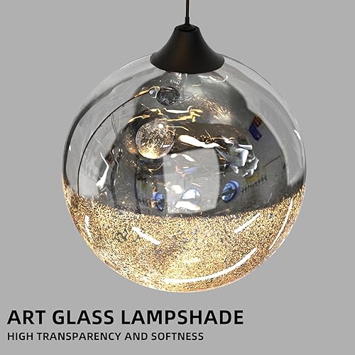 Miniatura 5 de ziidoo Modern Globe Pendant Light,Celestial Night Sky Ornamental Glass Sphere Adjustable Hanging Lamp for Kitchen Island Bedroom Ceiling Lights