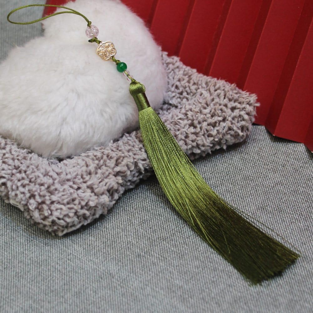 qbodp 10 Pieces Aesthetic Tassels,15cm Beaded Tassel Hanging Ornament,Handmade Craft Tassels for Bookmarks,Keychain,Gift Tag,Crafts