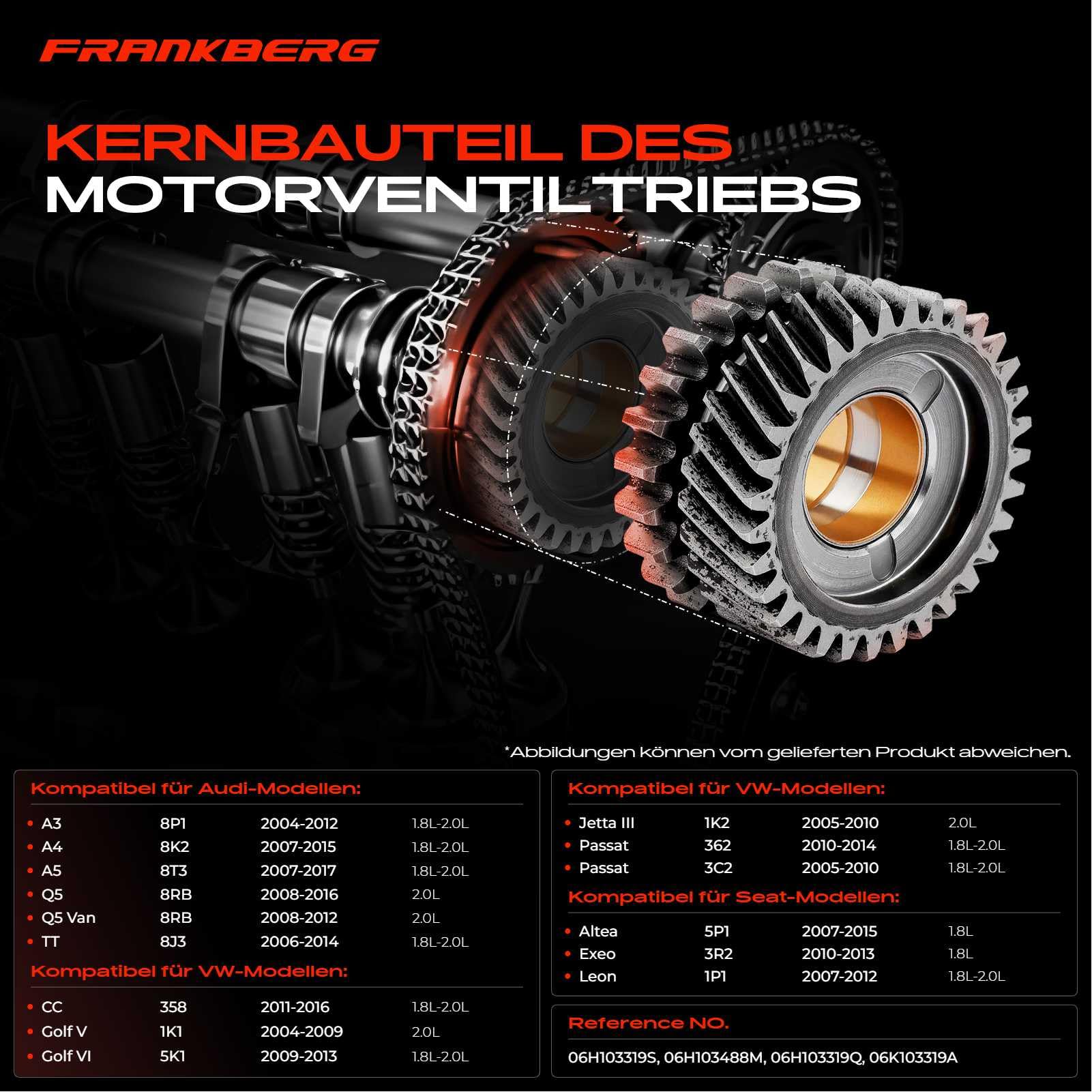 Frankberg Zahnrad Ausgleichswelle Kompatibel A3 8P1 A4 Golf V Octavia II Passat Beetle