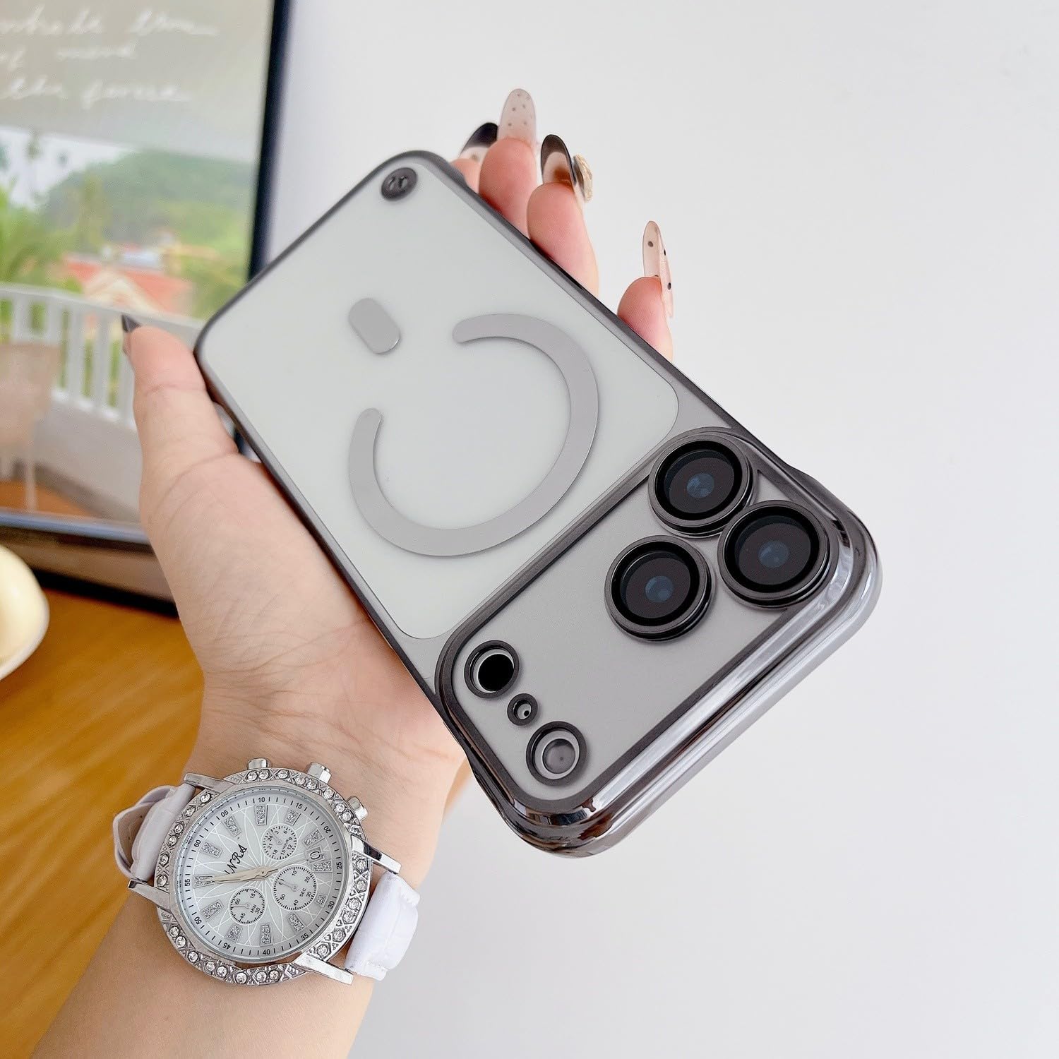 Coque iPhone 16 Pro aimantée gris sans cadre dos rigide antichoc - 7