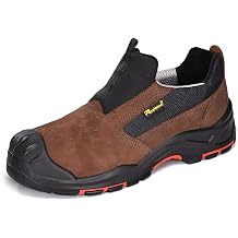 Mens Slip On Work Shoes Low Cut Composite Toe Cow Leather Safety Shoes