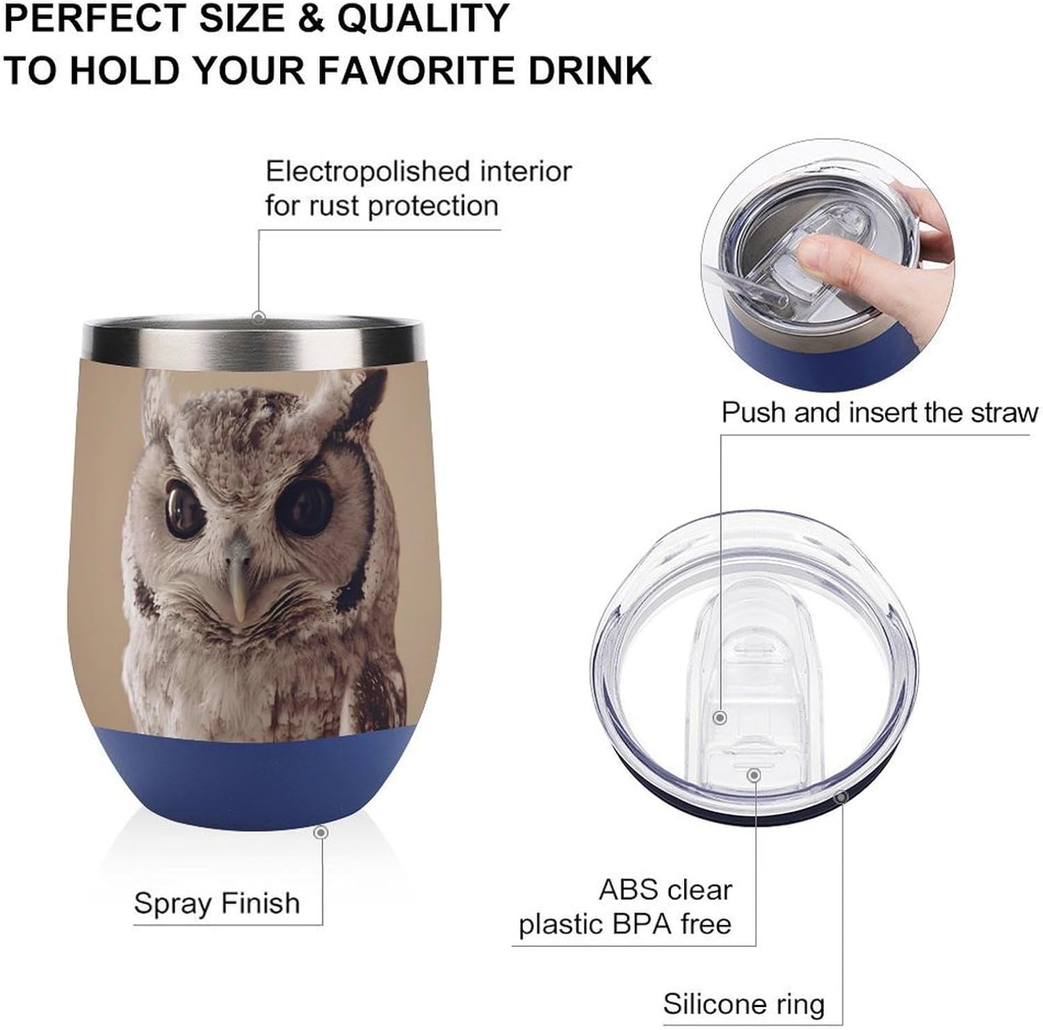 Owls Is Watching You Insulated Drinking Cup Stainless Steel Coffee Mug Wine Tumbler with Lid 12OZ