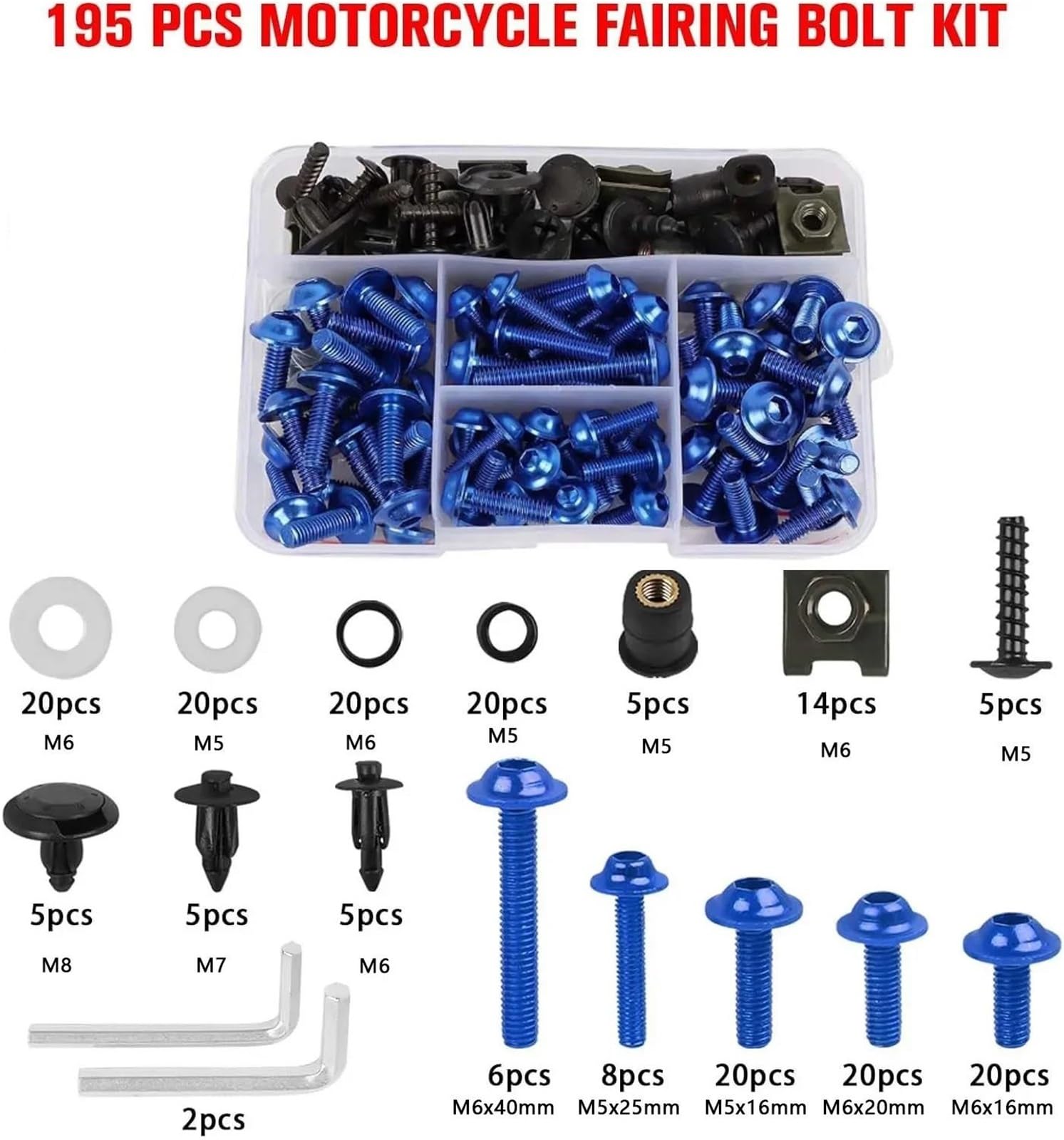 Dadi Per Parabrezza Moto Viti Kit Di 195 Bulloni Per Carenatura, Viti, Dadi E Clip Per BMW S1000RR, S1000R, S1000XR, S 1000 RR, XR R Nine T, R-nineT, HP4(Oro)