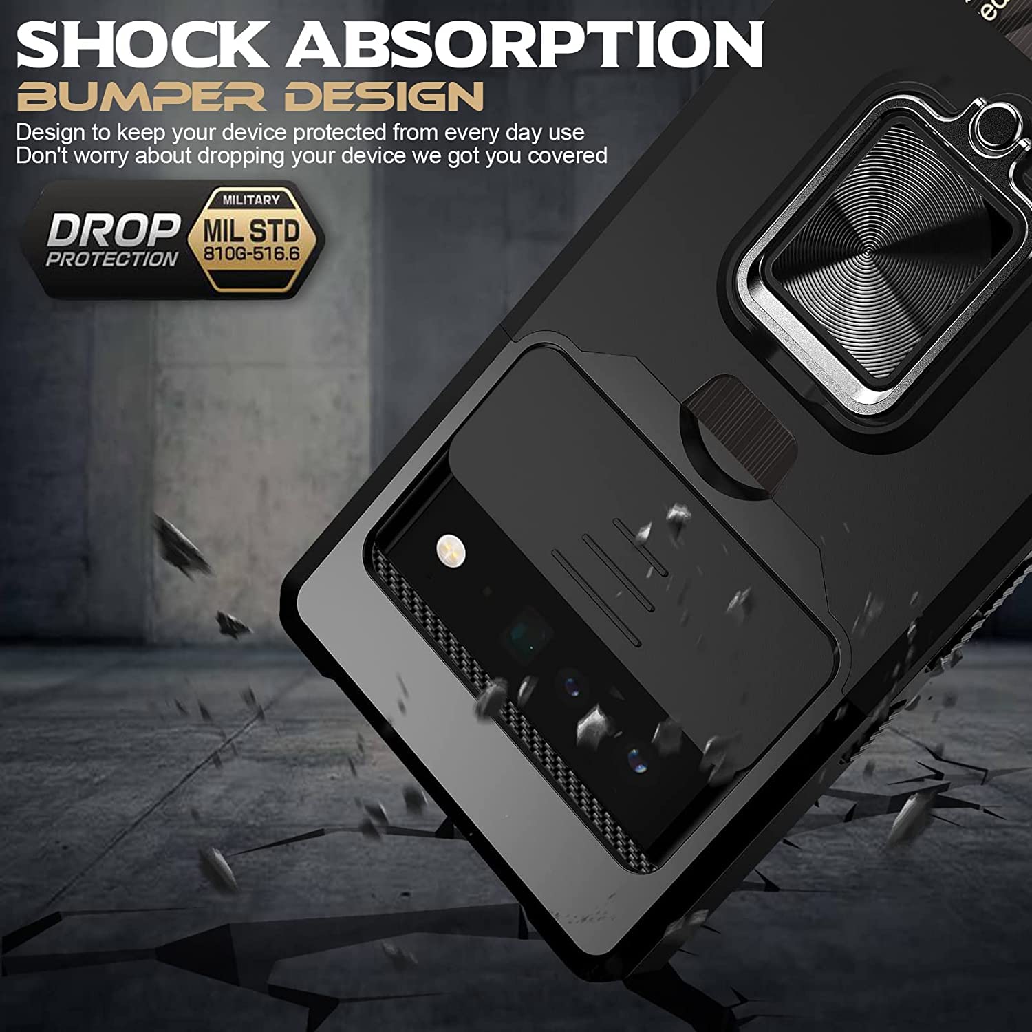 For Google Pixel 6 Case With Sliding Camera Cover Heavy Duty Protective Pixel 6 Case Card Holder Magnetic Kickstand Case Pixel 6 6 4 Inch Purple