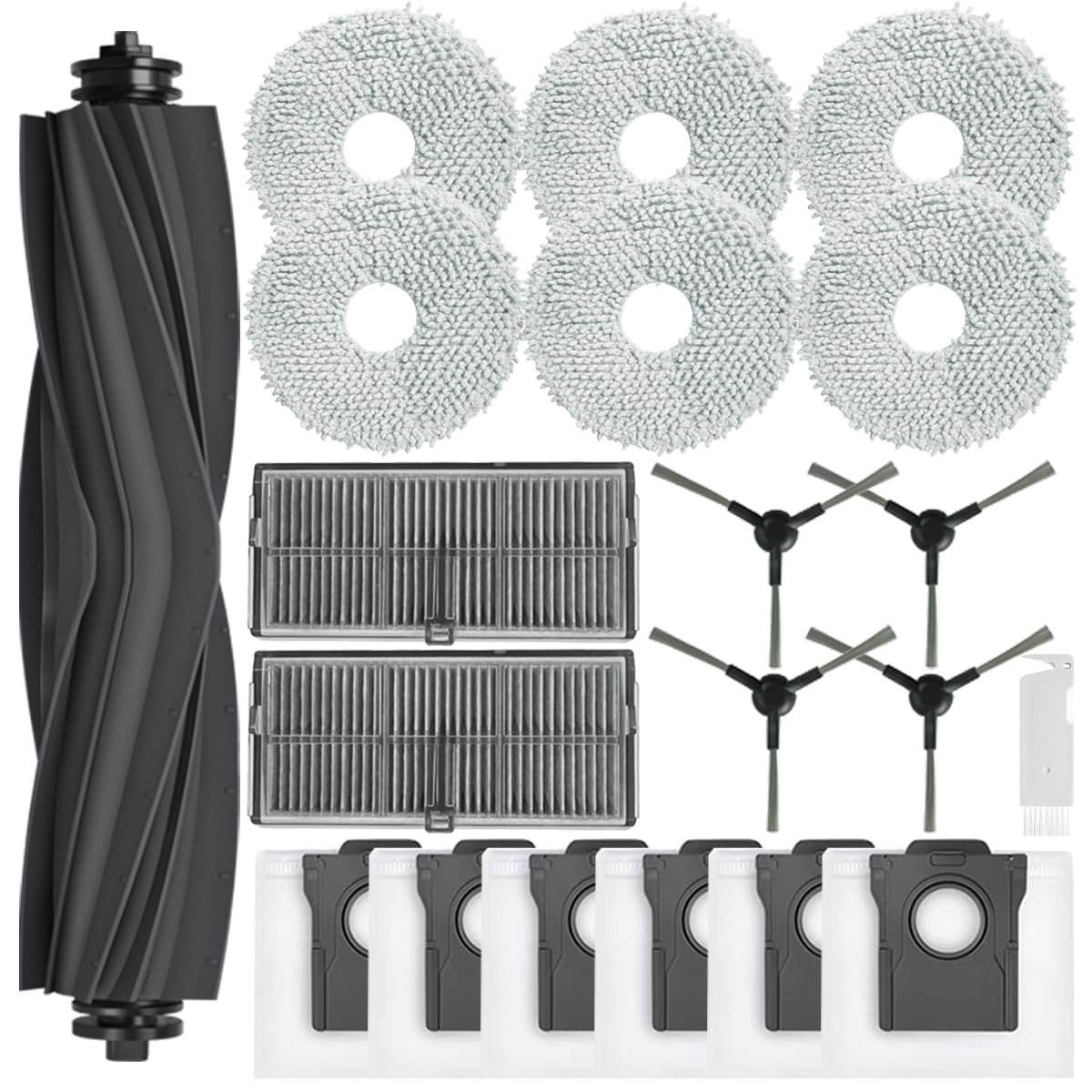 Accessori di Ricambi per Dreame L10s Pro Ultra Heat/ L10s Ultra Gen 2/ L40 Ultra AE/ X30 Ultra/MOVA E30 Ultra con 1 Spazzola Principale, 6 Sacchetti, 2 Filtro, 6 Panni, 4 Spazzole Laterali