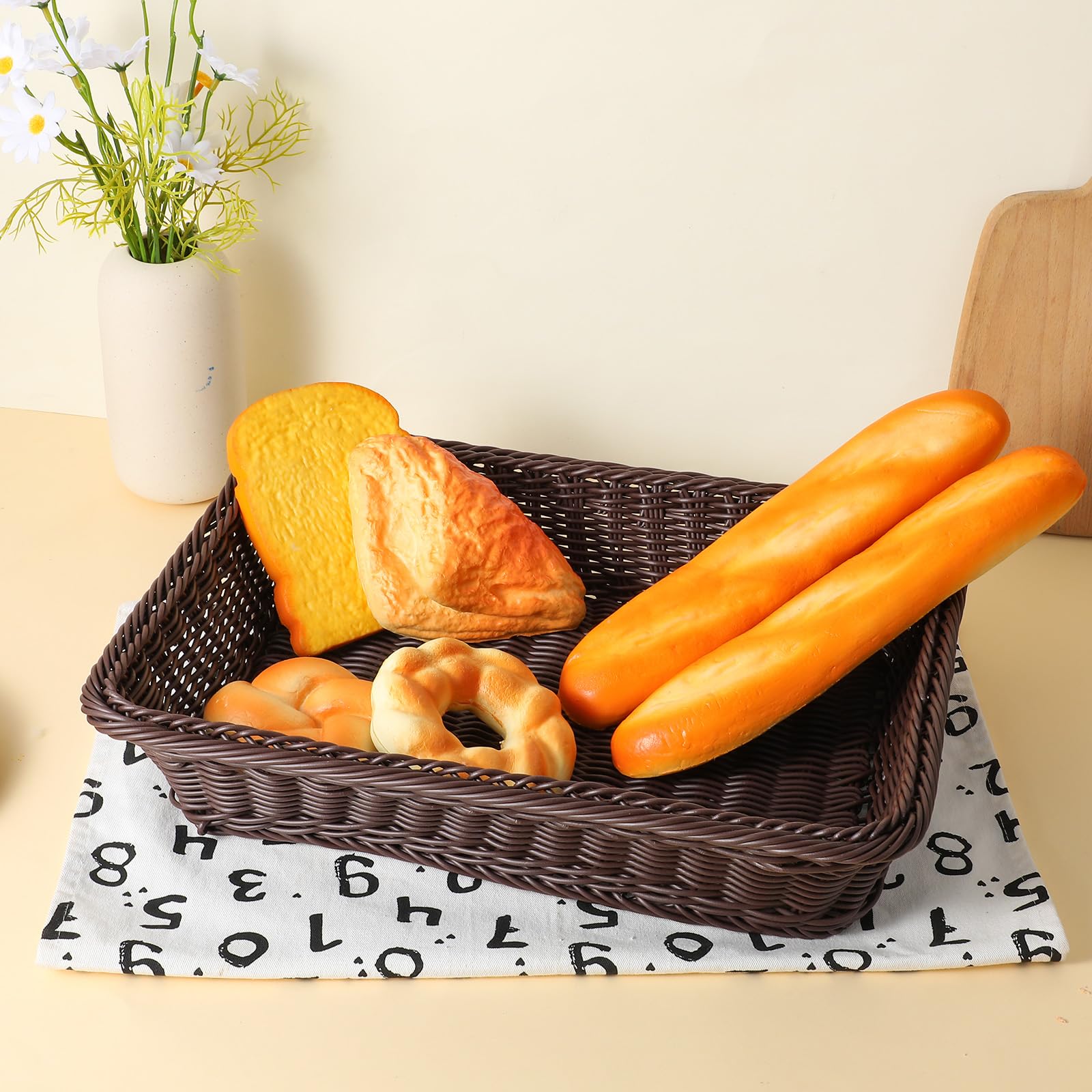 3 cestas de mimbre de 16 pulgadas, cesta tejida para servir, cesta de servir alimentos de mesa para restaurante, panadería, fiesta familiar, servicio de hotel, frutas, verduras y aperitivos