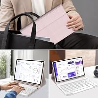 IVEOPPE Lenovo Tab P12 12,7" Védőtok AZERTY Billentyűzettel Rózsaszín 9